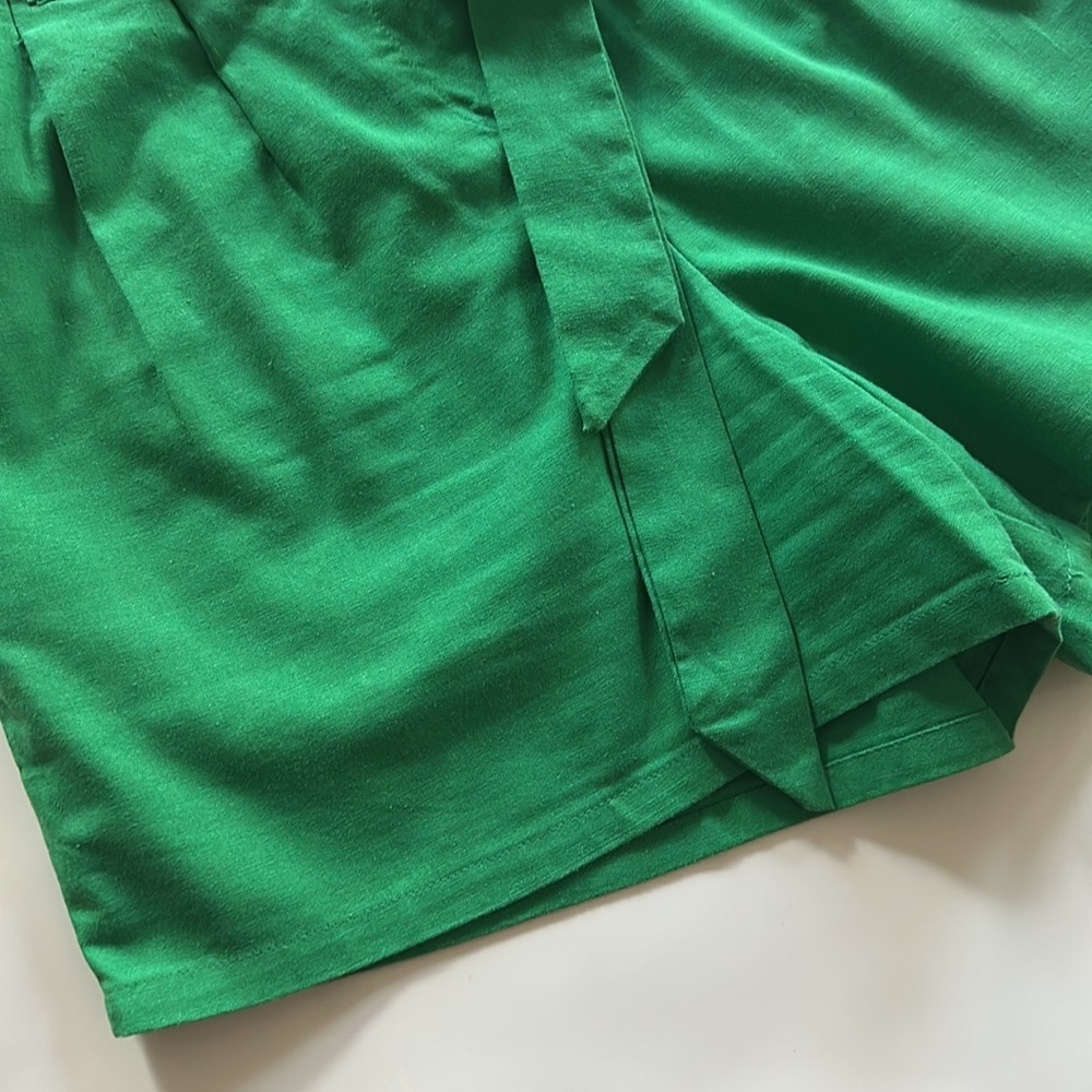 fab'rik High Waist Green Shorts with Sash - Picture 8 of 12